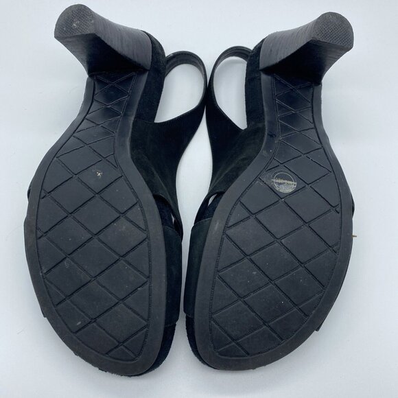 Truflex Black Suede Open Toe Sandal Size 8.5 Kohls Box ID 612 Enzo Strappy - Picture 9 of 12